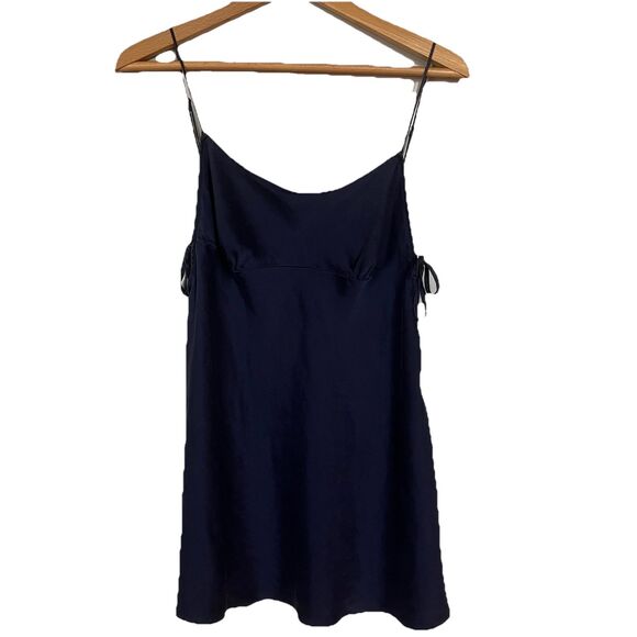 Victoria's Secret 100% SILK Classic Baby Doll Lingerie Chemise, Navy Blue Sz M - Picture 1 of 10